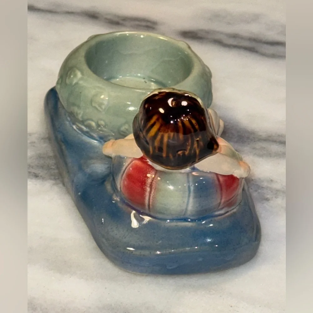 Vtg Yankee Candle Swimming Pool Patio Decor Tea Light Holder Girl on Float
